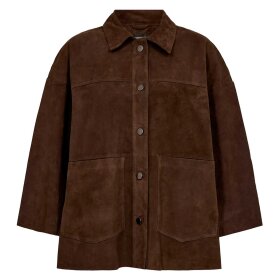 DEPECHE - TONJA SUEDE OVERSIZE SHIRT | DUSTY BROWN