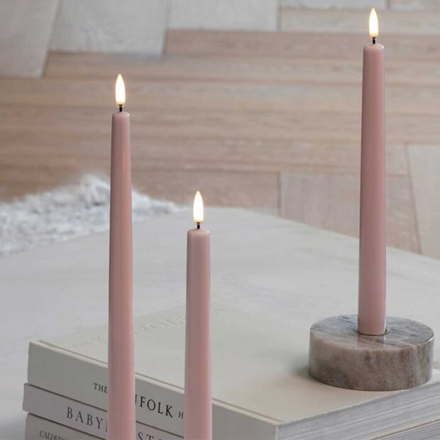 UYUNI - LED TAPER CANDLE TWIN PACK | ROSE POWDER