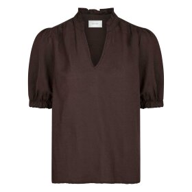 NEO NOIR - ODESA LINEN BLUSE | DARK BROWN