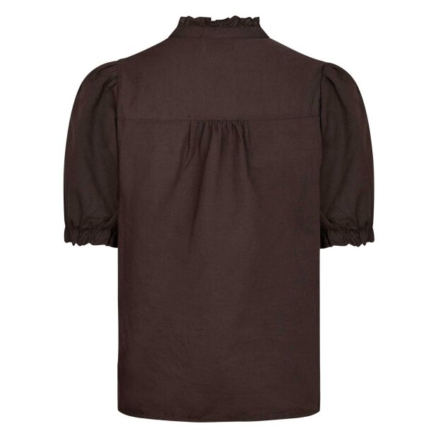 NEO NOIR - ODESA LINEN BLUSE | DARK BROWN