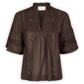 NEO NOIR - SIAMA VOILE BLUSE | DARK BROWN