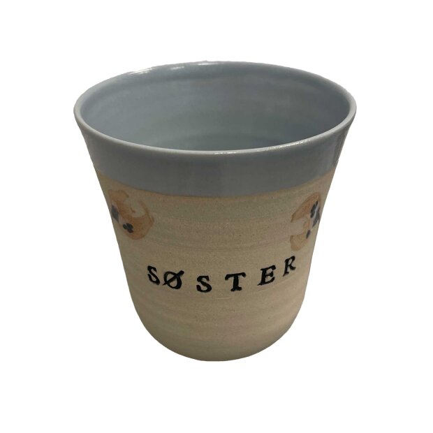 STINEMEI KERAMIK - PERSONLIG KOP | SØSTER/BLÅ/BLÅBLOMST