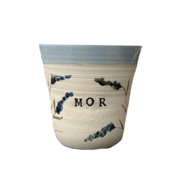 STINEMEI KERAMIK - PERSONLIG KOP | MOR/BLÅ/SOMMERFUGLE BUSK