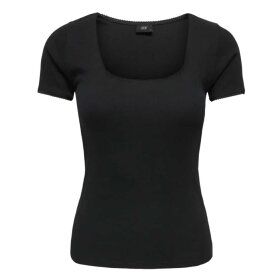 JDY - LUCKY S/S O-NECK DETAIL T-SHIRT | BLACK