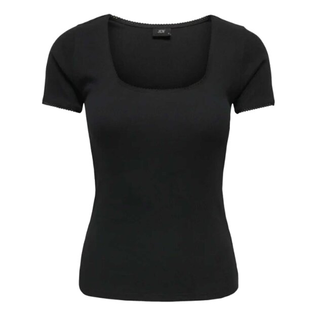 JDY - LUCKY S/S O-NECK DETAIL T-SHIRT | BLACK