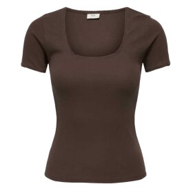 JDY - LUCKY S/S O-NECK DETAIL T-SHIRT | CHICORY COFFEE