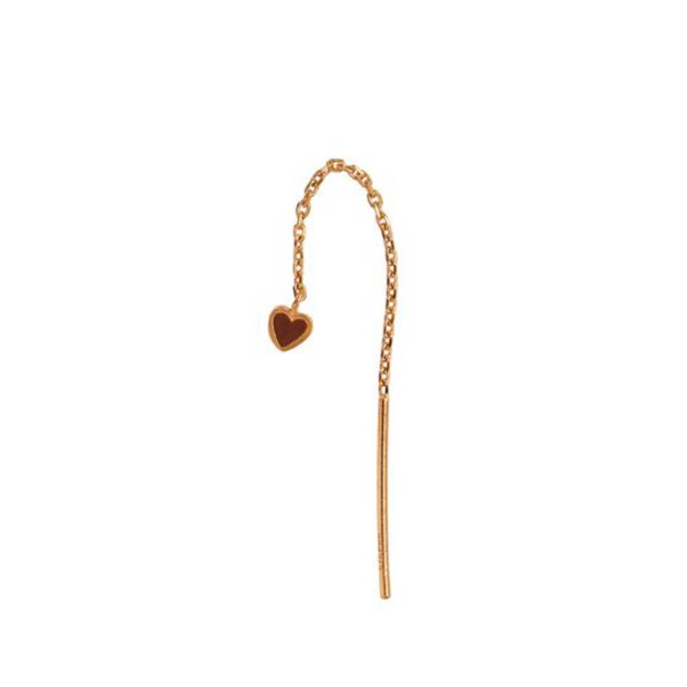 STINE A - DANGLING LOVE HEART ØRERING | FG/MOCHA