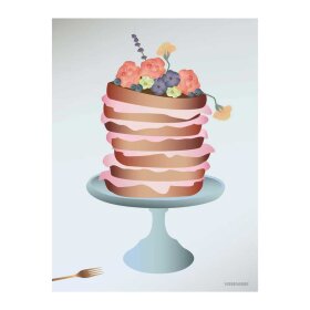 VISSEVASSE - ANLEDNINGSKORT A6 | CAKE W/FLOWERS