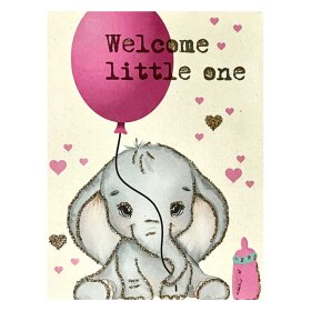 VANILLA FLY - LYKØNSKNINGSKORT 13X9 CM | WELCOME LITTLE ONE GIRL