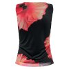 JDY - LEA S/L MESH ROUCHING TOP | BLACK HIBISCUS FLOWER