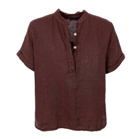 BLACK COLOUR - MELINA SS LINEN SHIRT | COFFEE