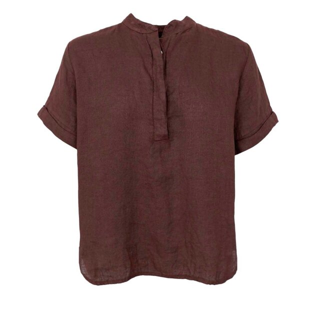 BLACK COLOUR - MELINA SS LINEN SHIRT | COFFEE