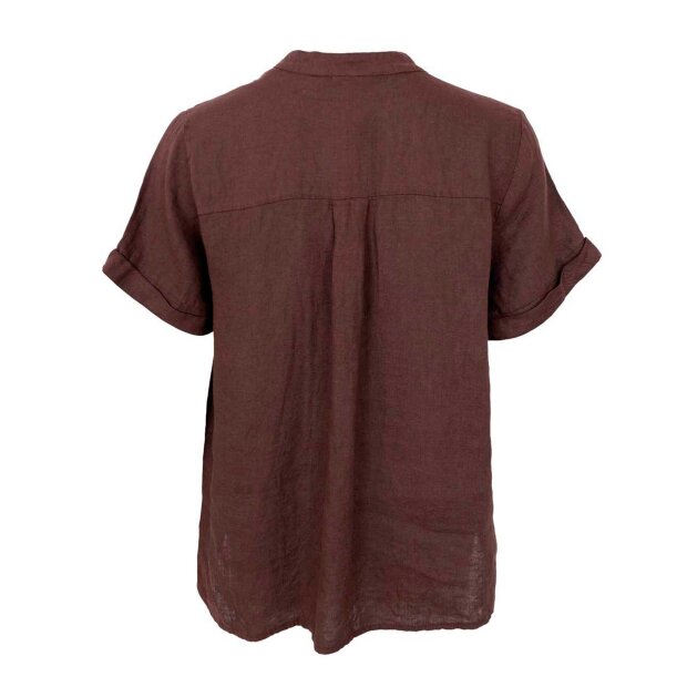 BLACK COLOUR - MELINA SS LINEN SHIRT | COFFEE