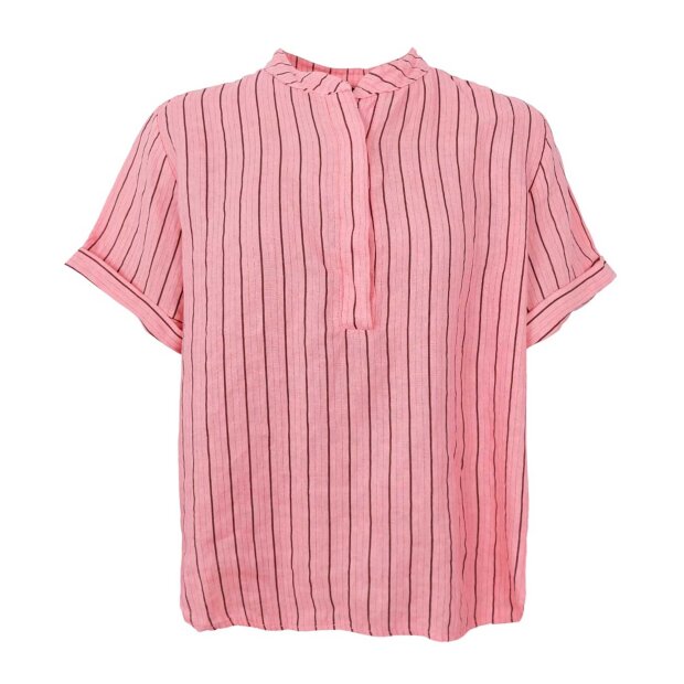 BLACK COLOUR - MELINA SS LINEN SHIRT | ROSE STRIPE