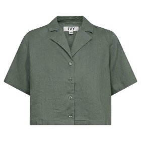 IVY COPENHAGEN - KARMEY SS LINEN SHIRT | DUSTY STEEL GREEN