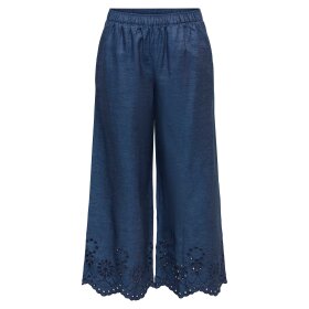 JDY - MARGOT BILLE HW EMBR ANK PANTS | MEDIUM BLUE
