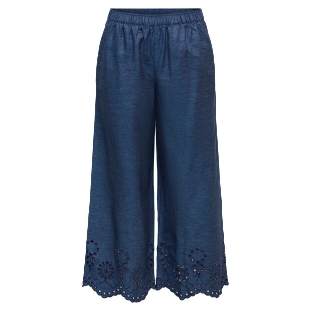 JDY - MARGOT BILLE HW EMBR ANK PANTS | MEDIUM BLUE