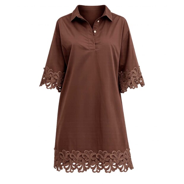 CONTINUE COPENHAGEN - KLARA EMBRODERY DRESS | BROWN