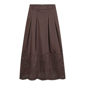 CO COUTURE - POPPY PLEAT SCALLOP SKIRT | DARK BROWN