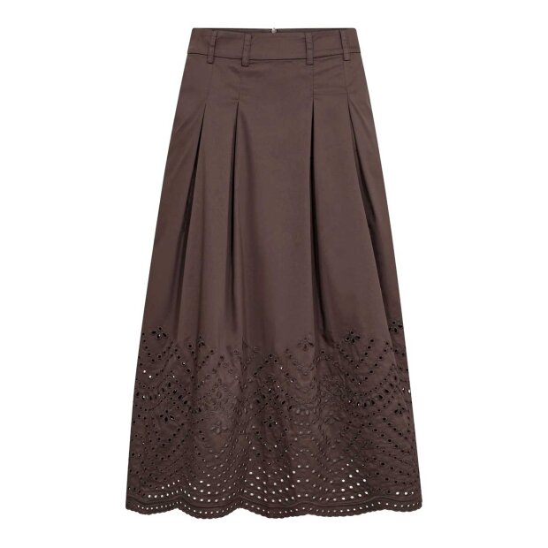 CO COUTURE - POPPY PLEAT SCALLOP SKIRT | DARK BROWN