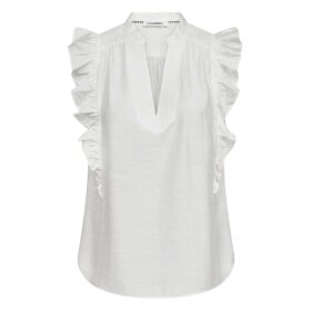 CO COUTURE - HERA FRILL SS V-TOP | WHITE