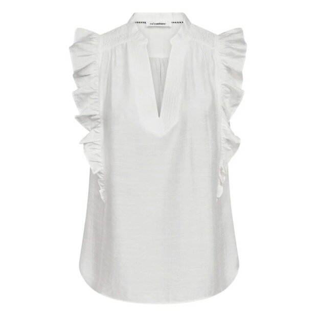 CO COUTURE - HERA FRILL SS V-TOP | WHITE
