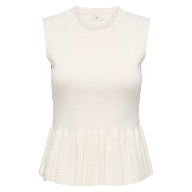 JDY - RHEA S/L O-NECK PEPLUM TOP | CLOUD DANCER