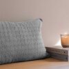 BY LOHN - KNITTED CUSHION - WAVE | MED GREY MELANGE