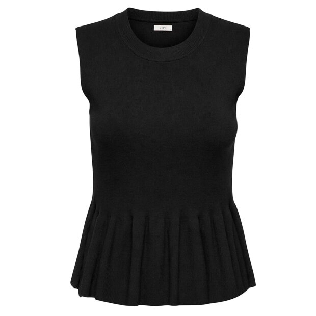 JDY - RHEA S/L O-NECK PEPLUM TOP | BLACK