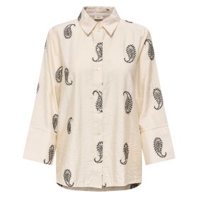 JDY - THEA EMBROIDERY SKJORTE | ECRU BLACK PAISLEY