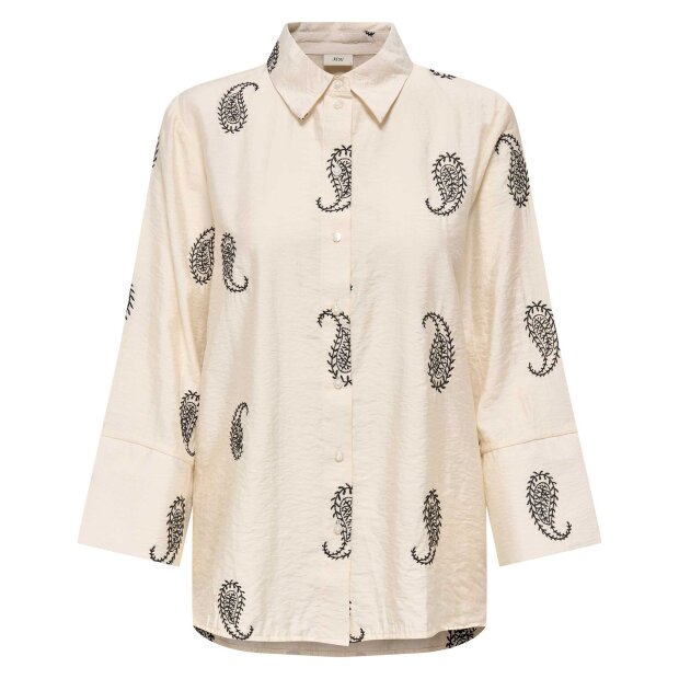 JDY - THEA EMBROIDERY SKJORTE | ECRU BLACK PAISLEY