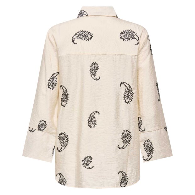 JDY - THEA EMBROIDERY SKJORTE | ECRU BLACK PAISLEY