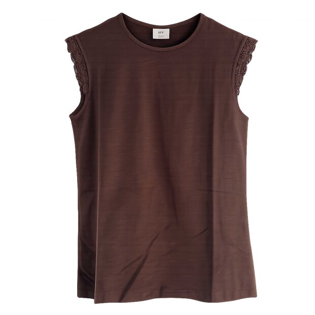 JDY - SALVA LIFE S/L CROCHET TOP | CHOCOLATE BROWN