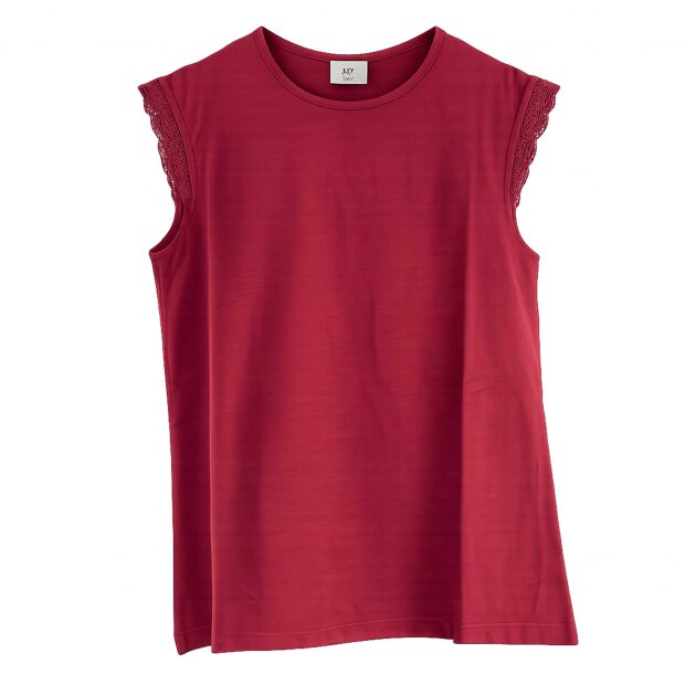 JDY - SALVA LIFE S/L CROCHET TOP | OXBLOOD RED