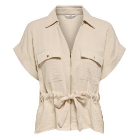 JDY - MILLE S/S ZIP SHIRT | SANDSHELL