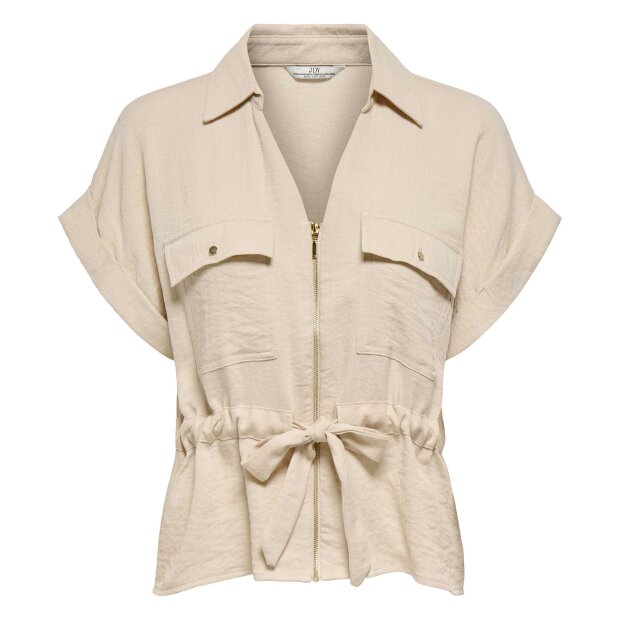 JDY - MILLE S/S ZIP SHIRT | SANDSHELL