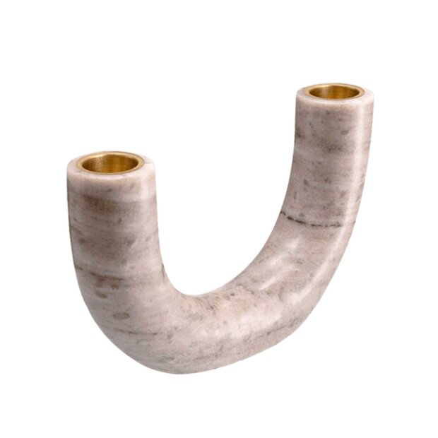UYUNI - MARBLE DOUBLE CANDLEHOLDER | DESERT BEIGE