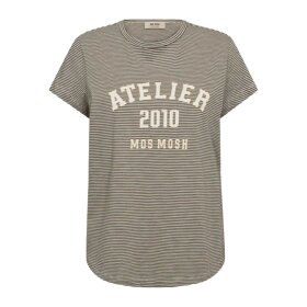 MOS MOSH - CAMPA O-SS STRIPE TEE | BURNT OLIVE