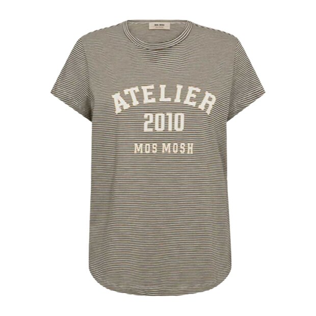 MOS MOSH - CAMPA O-SS STRIPE TEE | BURNT OLIVE