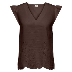 JDY - YSTA LIFE S/L BRODERI ANGL TOP | CHICORY COFFEE