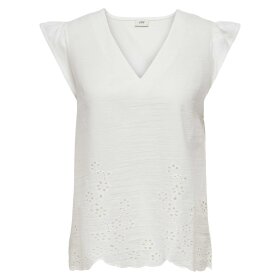 JDY - YSTA LIFE S/L BRODERI ANGL TOP | CLOUD DANCER
