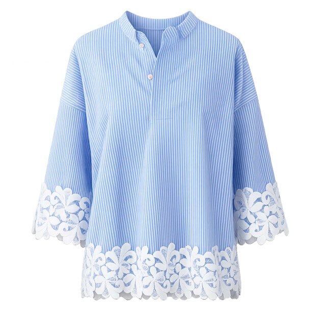 CONTINUE COPENHAGEN - KLARA STRIPE EMBRODERY SHIRT | BLUE STRIPE