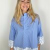 CONTINUE COPENHAGEN - KLARA STRIPE EMBRODERY SHIRT | BLUE STRIPE