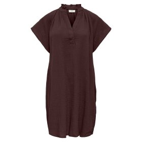 JDY - THEIS LIFE S/S V-NECK DRESS | CHOCOLATE TORTE
