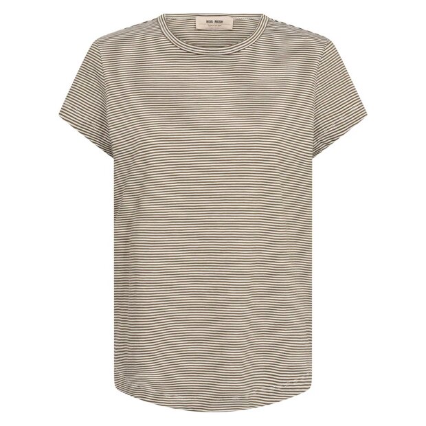 MOS MOSH - CAMPA O-SS STRIPE TEE | BURNT OLIVE