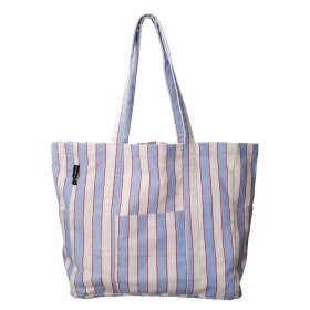 BLACK COLOUR - NELLA CANVAS BAG | BLUE STRIPE
