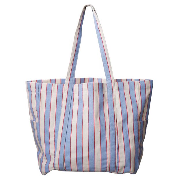 BLACK COLOUR - NELLA CANVAS BAG | BLUE STRIPE
