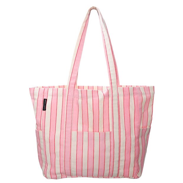 BLACK COLOUR - NELLA CANVAS BAG | ROSE STRIPE