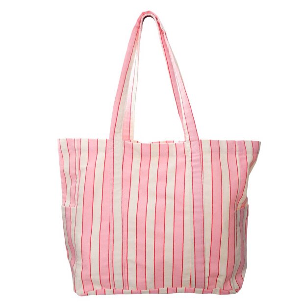BLACK COLOUR - NELLA CANVAS BAG | ROSE STRIPE