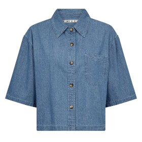IVY COPENHAGEN - UTA OVERSIZE SS CHAMBRAY SHIRT | DENIM BLUE